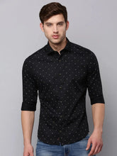 Men Black Printed Casual Shirt-BARONPRINTED-4011-Black